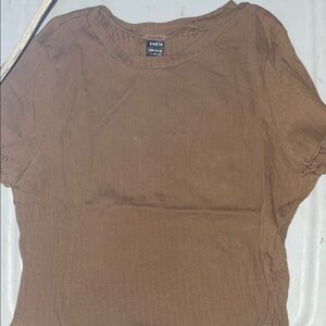 SHEIN Casual Brown Short Sleeve Top